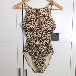 Ellen Tracy Leopard Print One Piece Swimsuit